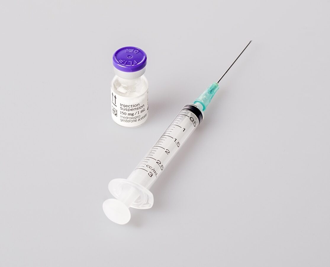 Photo of contraceptive injection vile and needle